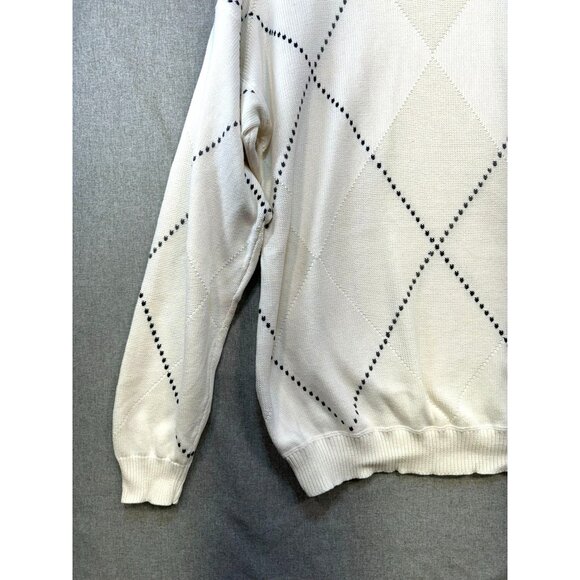 Vintage Nautica Mens Preppy Nautical Knit Sweater XXL White Argyle - Picture 12 of 12